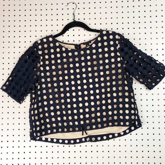 ANN TAYLOR polka dot crop top swiss dot swing mod - Picture 2 of 8